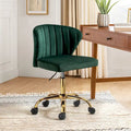 Fauteuil de bureau ergonomique pivotant à 360° en velours capitonné avec dossier nervuré