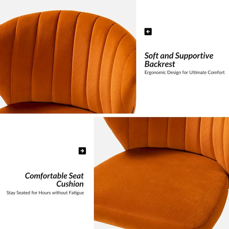 Fauteuil de bureau ergonomique pivotant à 360° en velours capitonné avec dossier nervuré