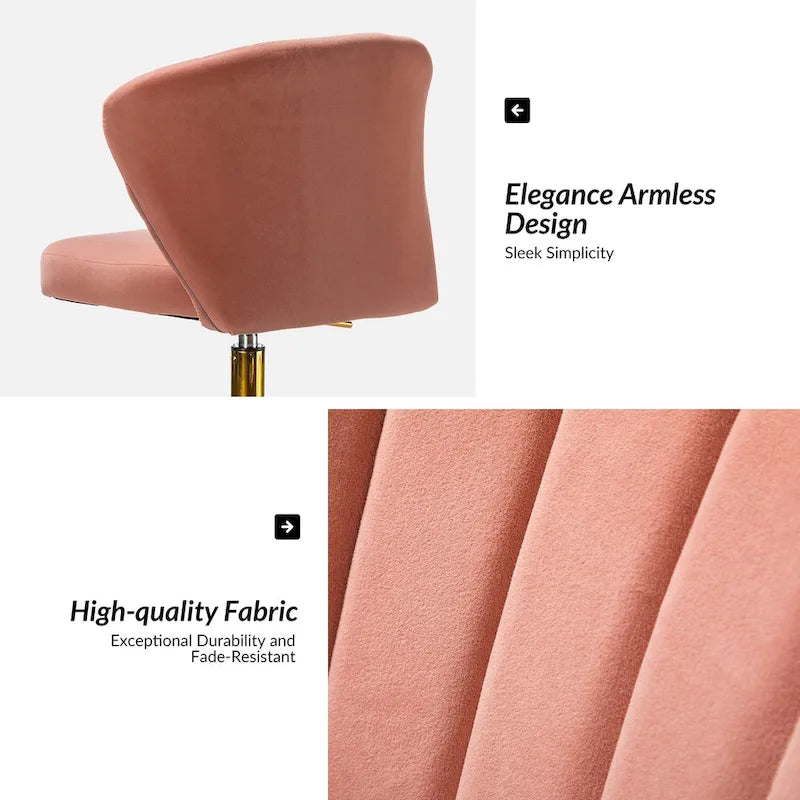 Fauteuil de bureau ergonomique pivotant à 360° en velours capitonné avec dossier nervuré
