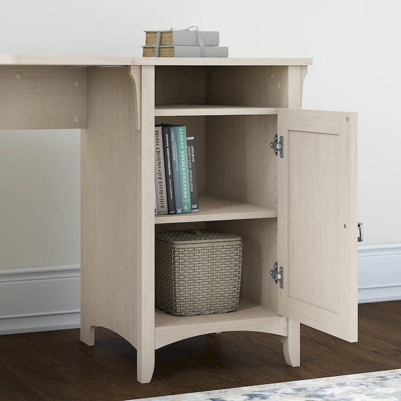 Bureau d'angle 55 W avec classeur latéral et bibliothèque à 5 étagères