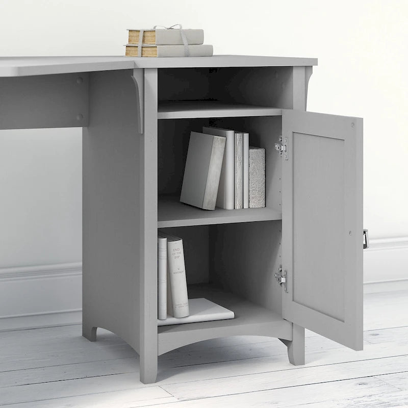 Bureau d'angle 55 W avec classeur latéral et bibliothèque à 5 étagères
