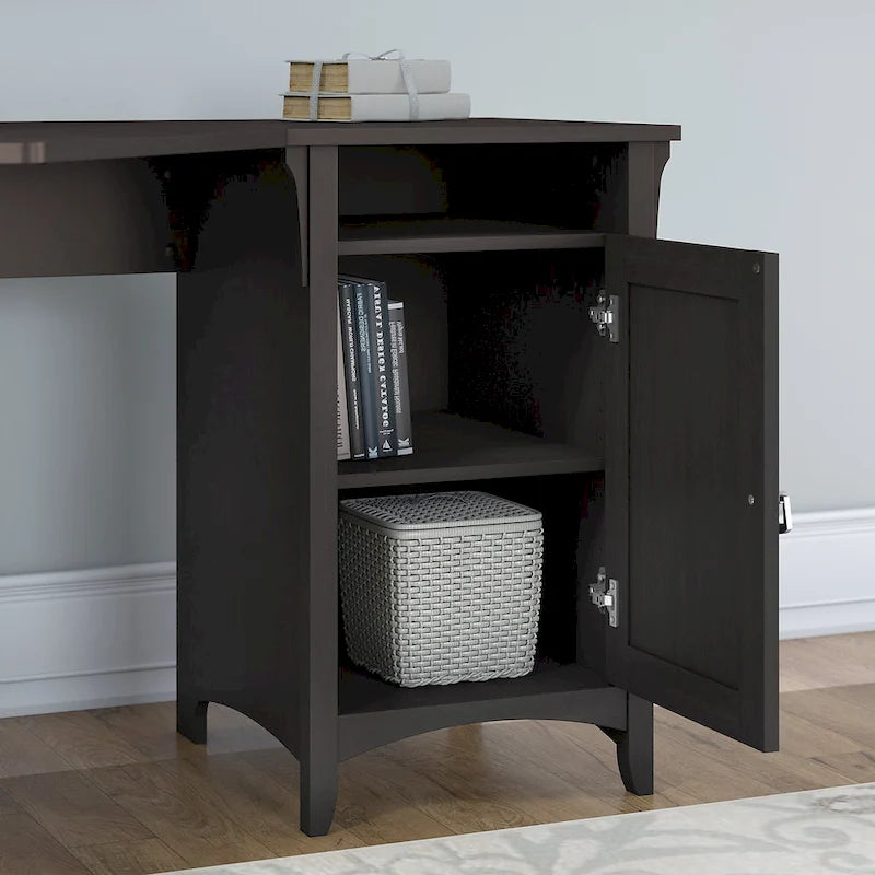 Bureau d'angle 55 W avec classeur latéral et bibliothèque à 5 étagères
