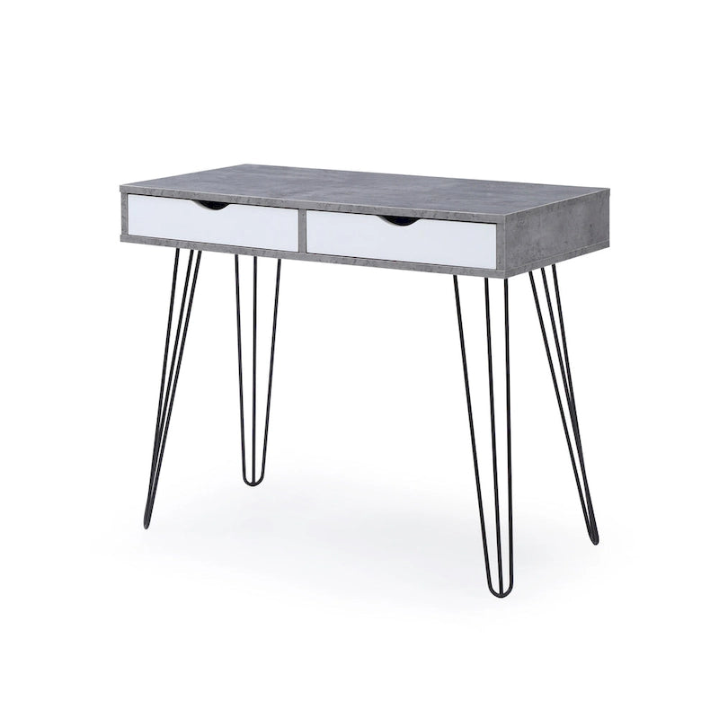 Bureau de télétravail moderne du milieu du siècle à 2 tiroirs gris