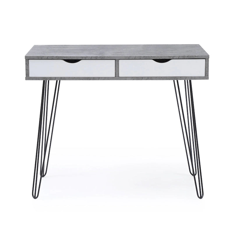 Bureau de télétravail moderne du milieu du siècle à 2 tiroirs gris