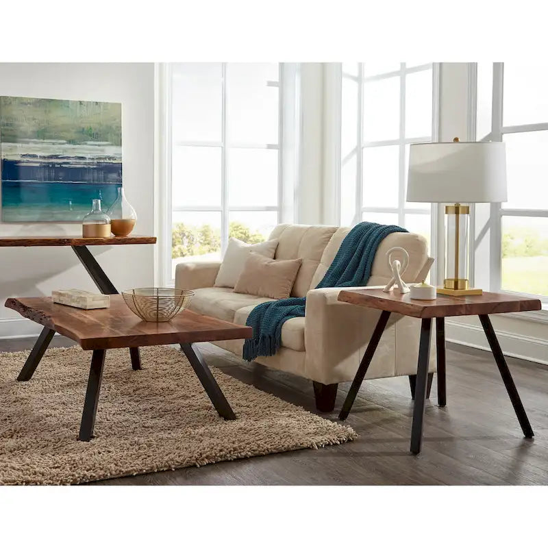 Table basse rectangulaire Live Edge en acacia naturel