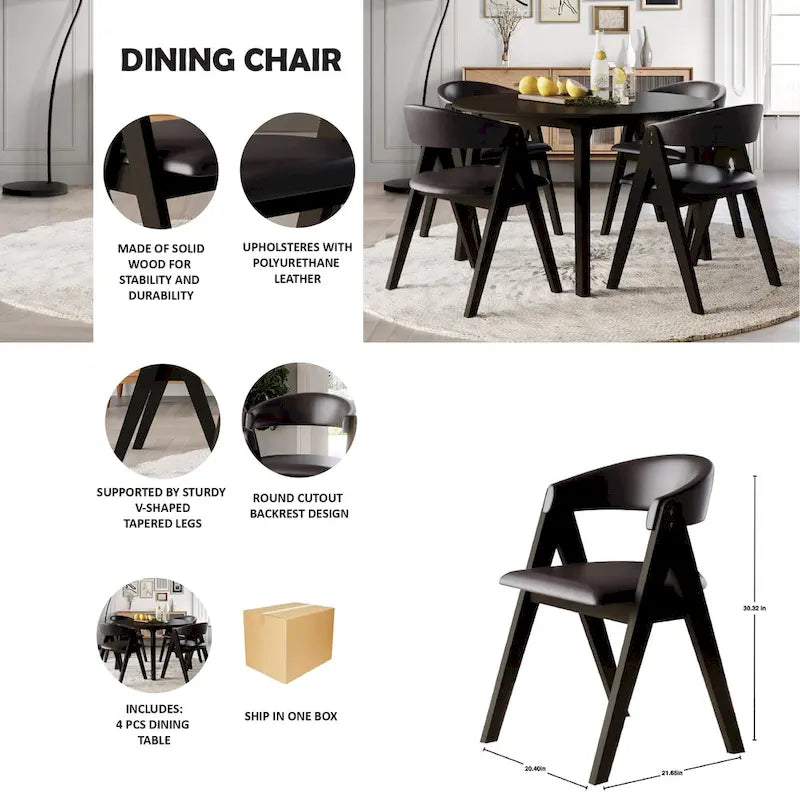 Chaises de salle à manger transitionnelles en V (lot de 4)
