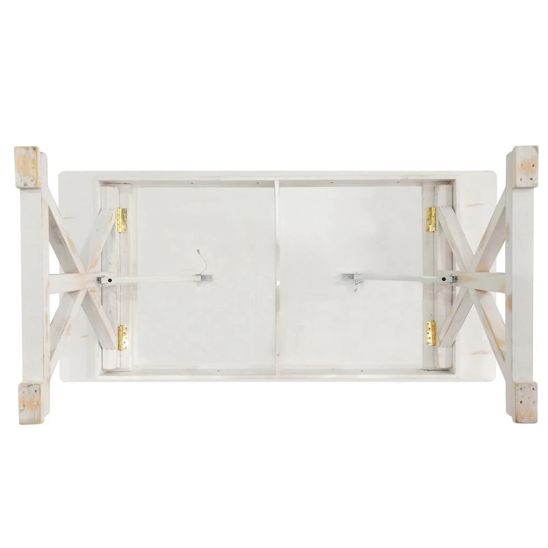 Table à manger pliante rectangulaire en pin massif antique et rustique de 2,1 m x 1,2 m