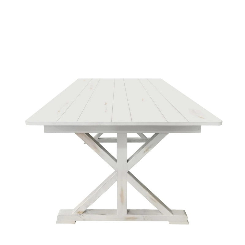 Table à manger pliante rectangulaire en pin massif antique et rustique de 2,1 m x 1,2 m
