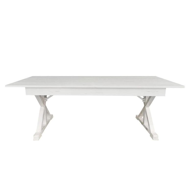 Table à manger pliante rectangulaire en pin massif antique et rustique de 2,1 m x 1,2 m