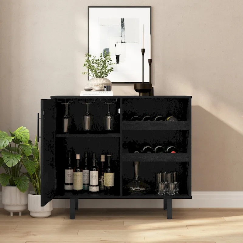 Meuble d'appoint et meuble bar avec rangements ouverts et fermés