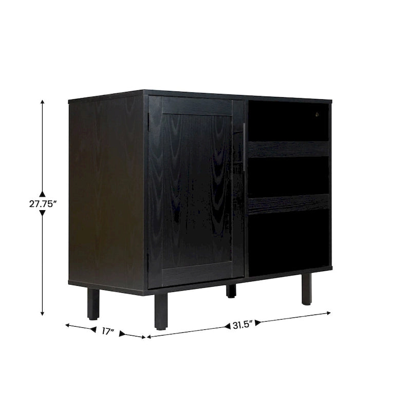 Meuble d'appoint et meuble bar avec rangements ouverts et fermés