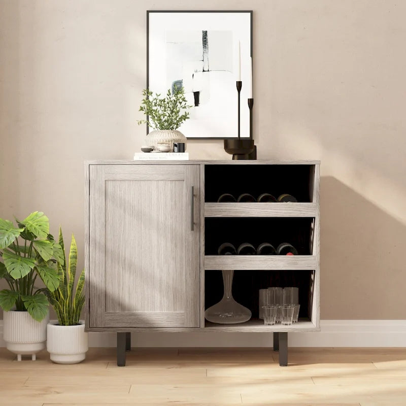 Meuble d'appoint et meuble bar avec rangements ouverts et fermés