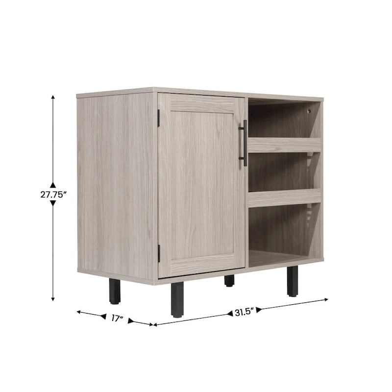 Meuble d'appoint et meuble bar avec rangements ouverts et fermés