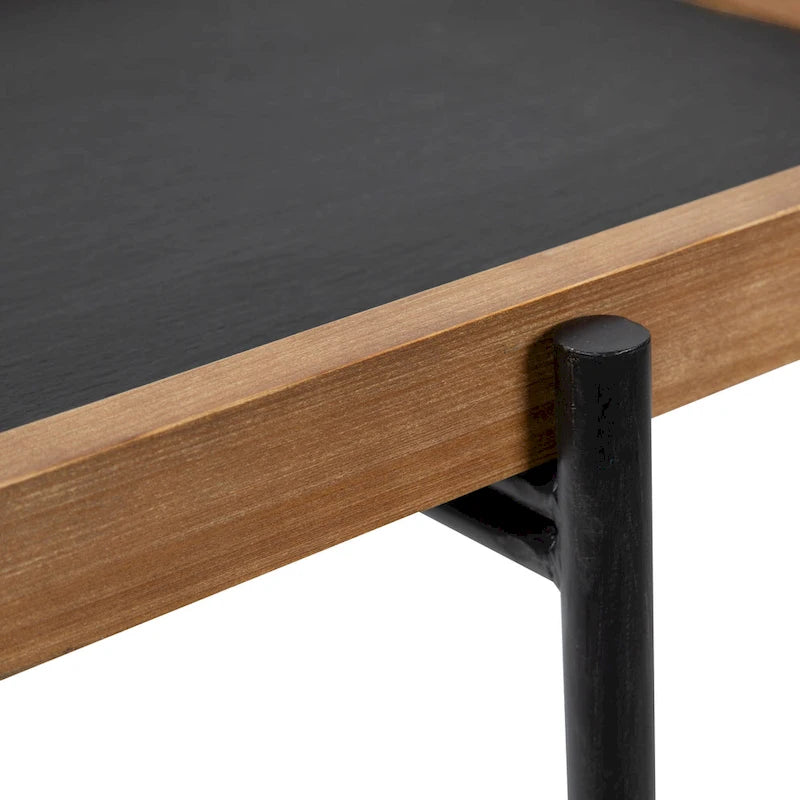 Table d'appoint en bois et fer - 19.75x13.5x23.25