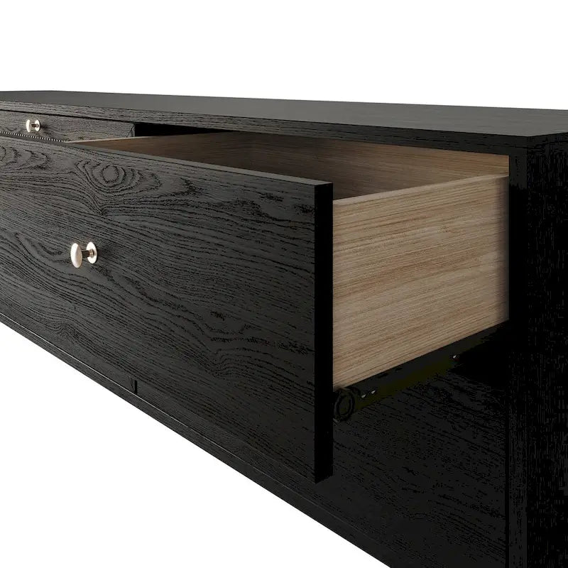 Meuble TV console moderne du milieu du siècle, noir