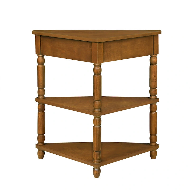 Table d'appoint d'angle triangulaire en bois pour petit salon