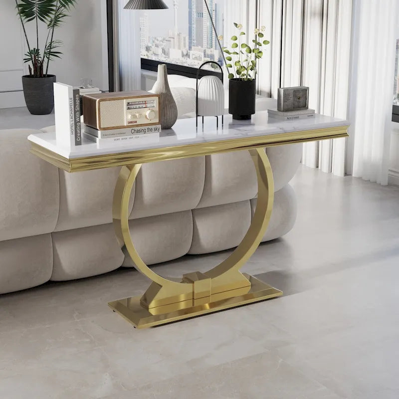 Console rectangulaire de 50 pouces avec base ronde