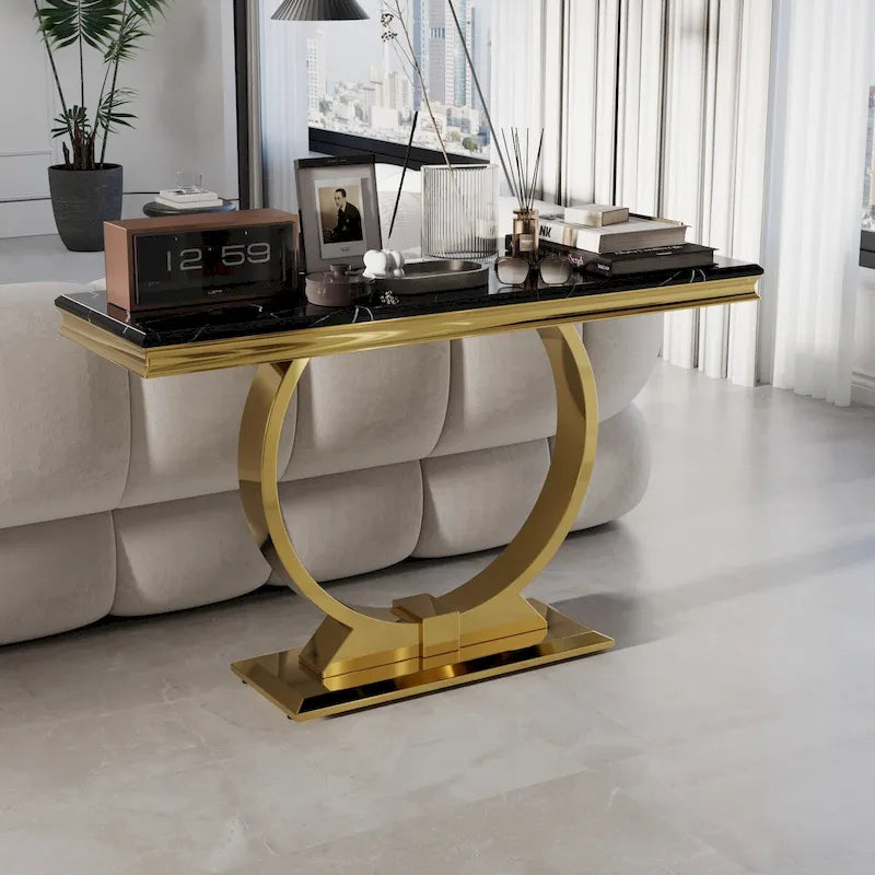 Console rectangulaire de 50 pouces avec base ronde