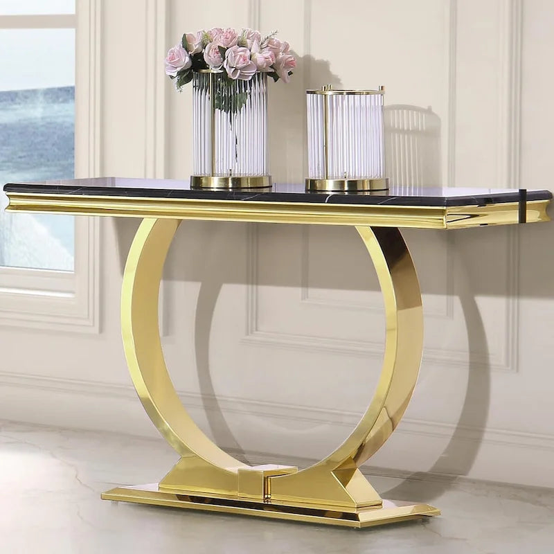Console rectangulaire de 50 pouces avec base ronde