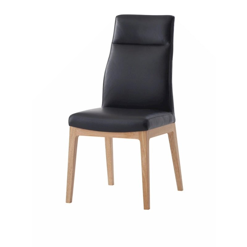 Chaise d'appoint (Lot de 2), Cuir noir et Fini noyer