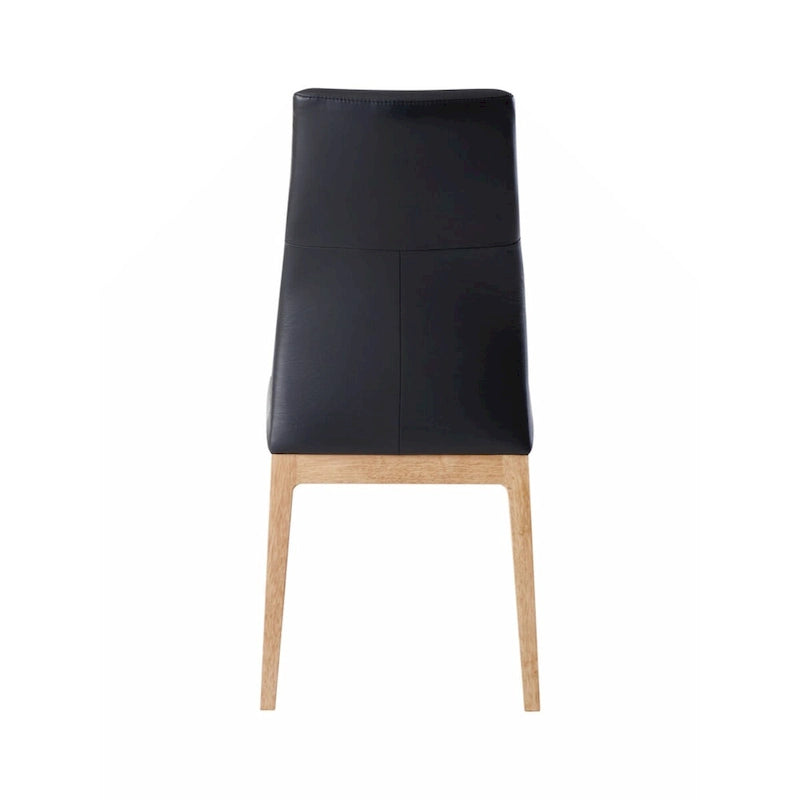 Chaise d'appoint (Lot de 2), Cuir noir et Fini noyer
