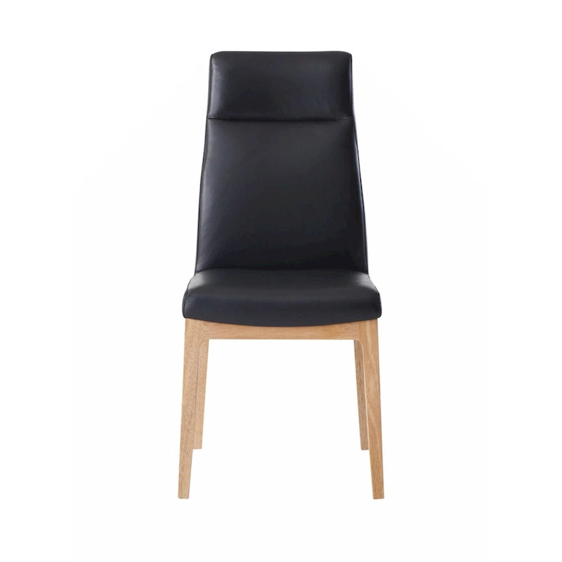 Chaise d'appoint (Lot de 2), Cuir noir et Fini noyer