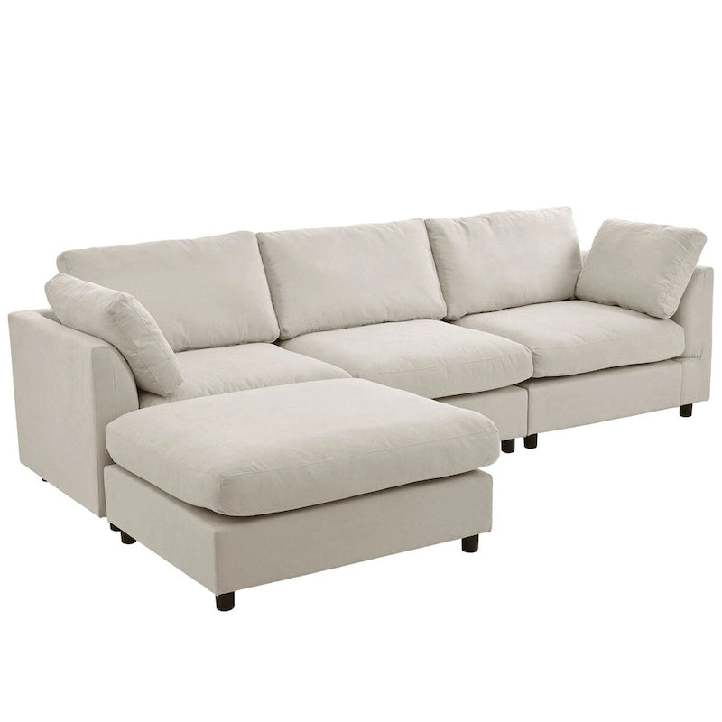 Canapé sectionnel convertible rembourré, Canapé en L avec méridienne réversible pour salon
