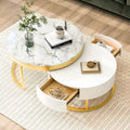 Table basse gigogne ronde moderne avec tiroirs