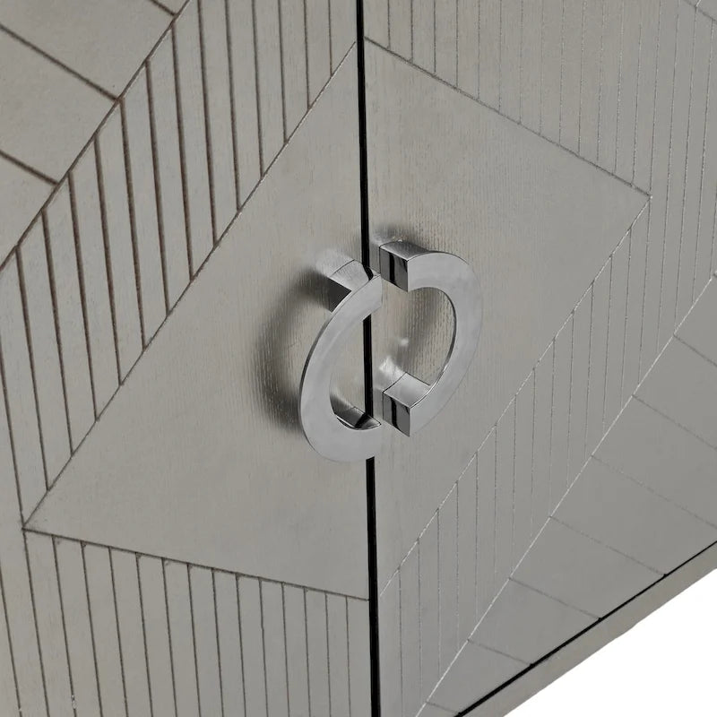 Meuble de rangement 4 portes avec pieds en pin et MDF
