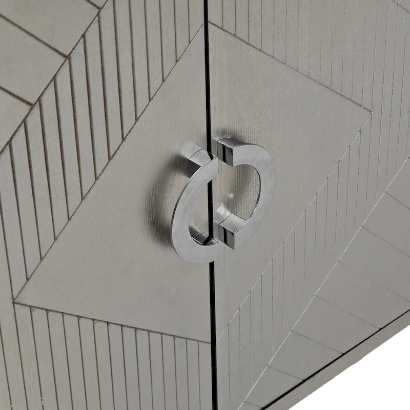 Meuble de rangement 4 portes avec pieds en pin et MDF
