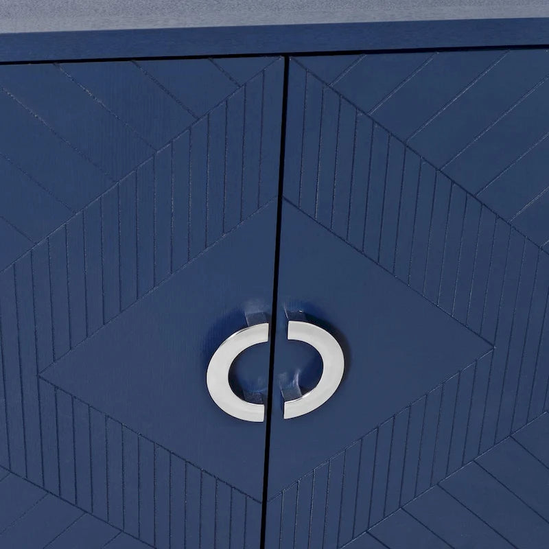 Meuble de rangement 4 portes avec pieds en pin et MDF