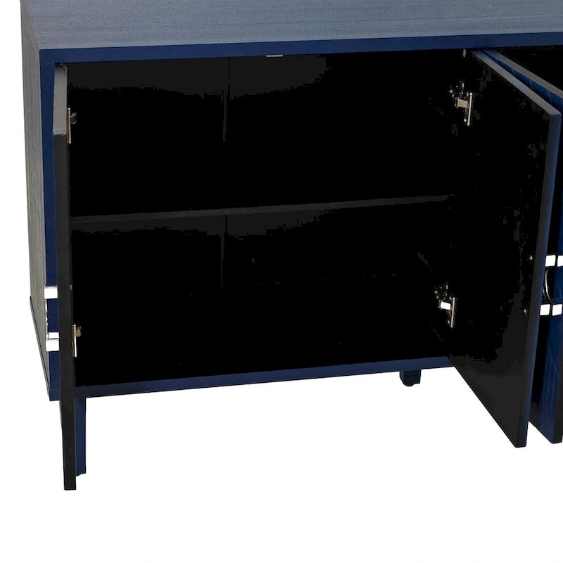 Meuble de rangement 4 portes avec pieds en pin et MDF