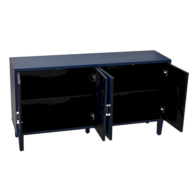 Meuble de rangement 4 portes avec pieds en pin et MDF