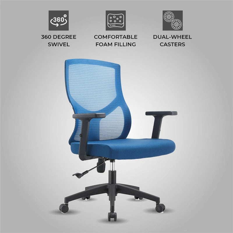 Chaise de bureau mi-dossier avec hauteur, pivot et inclinaison réglables