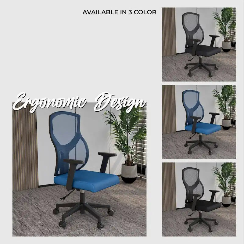 Chaise de bureau mi-dossier avec hauteur, pivot et inclinaison réglables