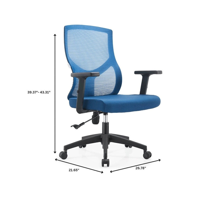 Chaise de bureau mi-dossier avec hauteur, pivot et inclinaison réglables