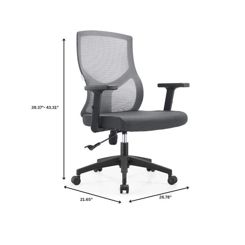 Chaise de bureau mi-dossier avec hauteur, pivot et inclinaison réglables