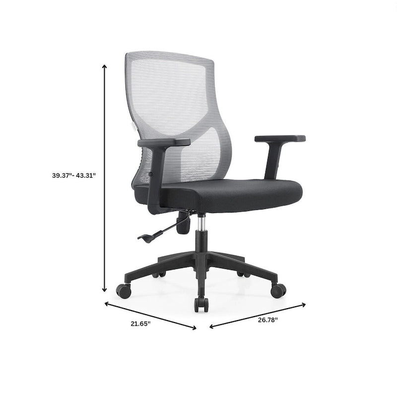 Chaise de bureau mi-dossier avec hauteur, pivot et inclinaison réglables