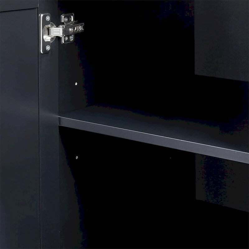 Meuble de rangement haut et large avec portes pour salle de bain, trois tiroirs