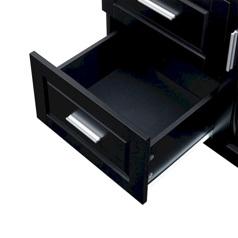 Meuble de rangement haut et large avec portes pour salle de bain, trois tiroirs