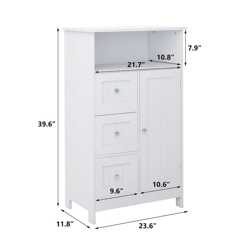 Meuble de rangement de salle de bain blanc autoportant de 23,6 W en bois, meuble de linge